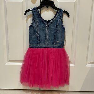 Girls size 7/8 denim and tulle adorable dress!